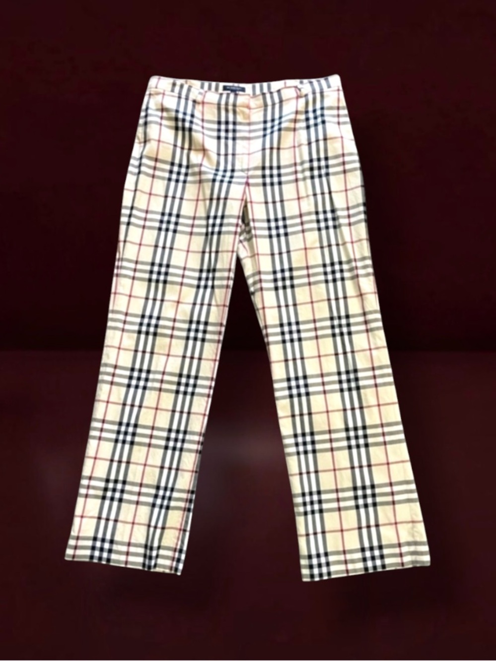 BURBERRY NOVA CHECK COTTON BLEND PANTS SIZE 12
